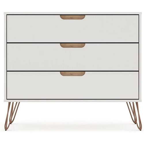 Modern Bedroom Scandinavian Style 3-Drawer Dresser in Off-White Natural Finish