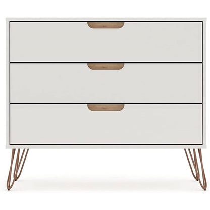 Modern Bedroom Scandinavian Style 3-Drawer Dresser in Off-White Natural Finish