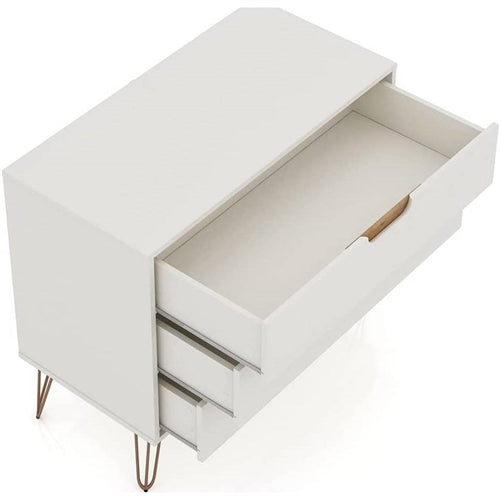 Modern Bedroom Scandinavian Style 3-Drawer Dresser in Off-White Natural Finish