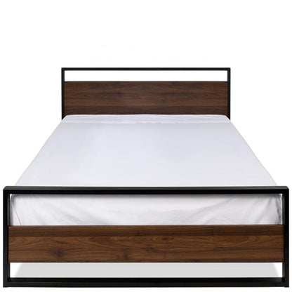 Modern FarmHome Queen Low Profile Metal Wood Platform Bed