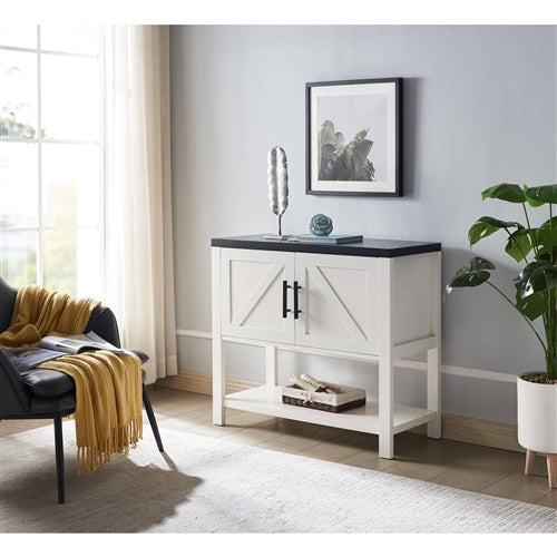 Modern 2 Drawer Wooden Storage Console Table White/Black