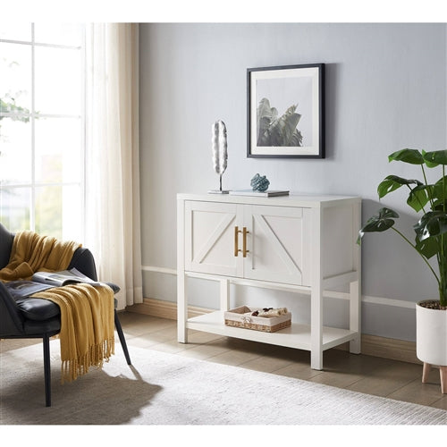 Modern 2 Drawer Wooden Storage Console Table White