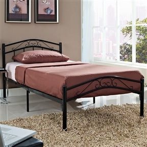 Twin size Black Metal Platform Bed with Headboard and Footboard