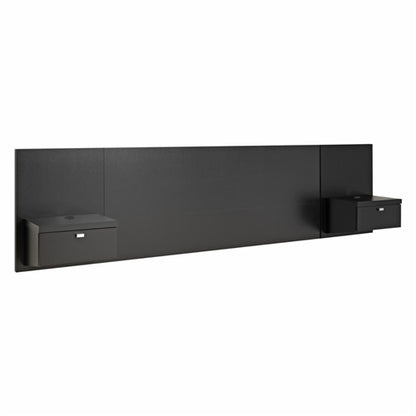 Modern Wall Mounted Floating Headboard with Nightstands in Black