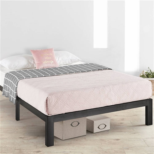 Queen size Metal Platform Bed Frame with 3.86 inch Wide Heavy Duty Steel Slats