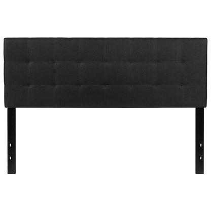 Modern Box-Stitch Black Fabric Upholstered Panel Headboard