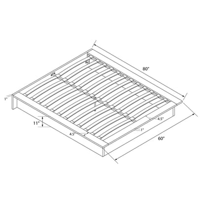 Queen Modern Black Faux Leather Platform Bed Frame with Wood Slats