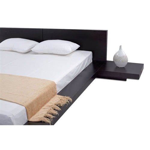 Modern Platform Bed w/ Headboard and 2 Nightstands in Espresso