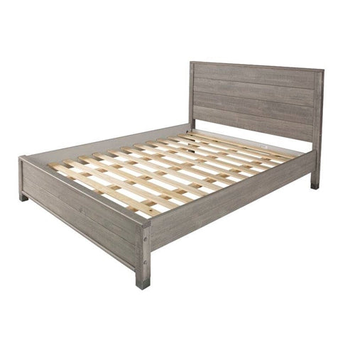 Queen Solid Wooden Platform Bed Frame with Headboard in Grey Wood Finish