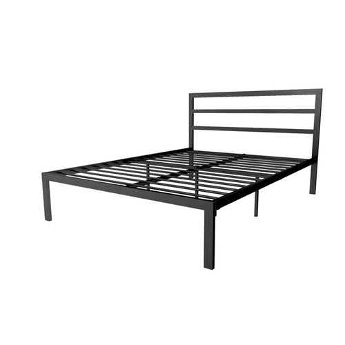 Black Metal Platform Bed Frame with Headboard Included