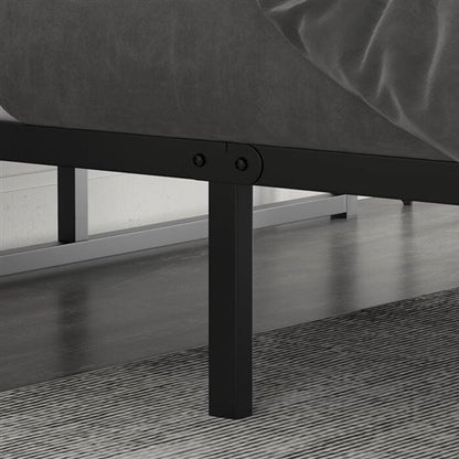 Black Metal Platform Bed Frame with Under-Bed Storage Space