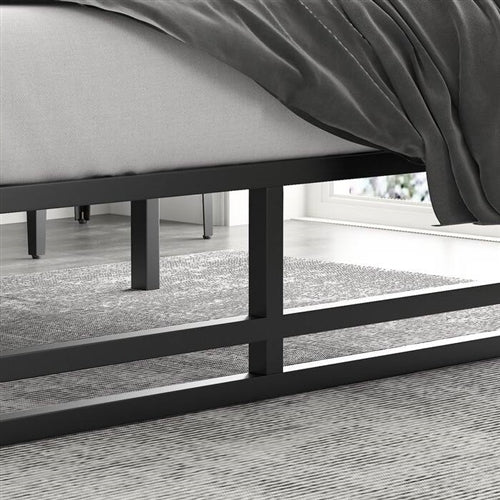 Black Metal Platform Bed Frame with Under-Bed Storage Space