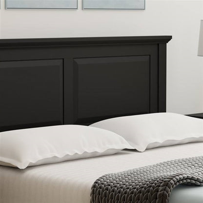 Traditional Solid Oak Wooden Platform Bed Frame with Headboard in Black