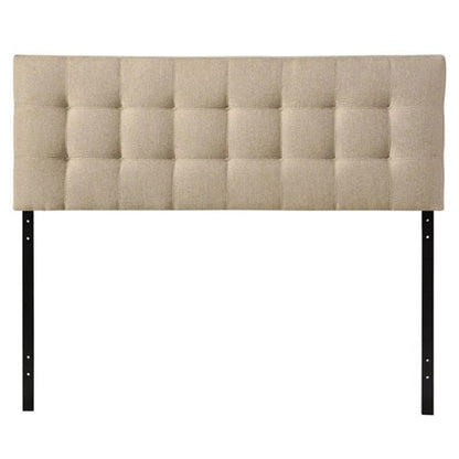 Modern Beige Tan Taupe Fabric Tufted Upholstered Headboard