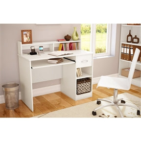 Contemporary Home Office Computer Desk in White Wood Finish