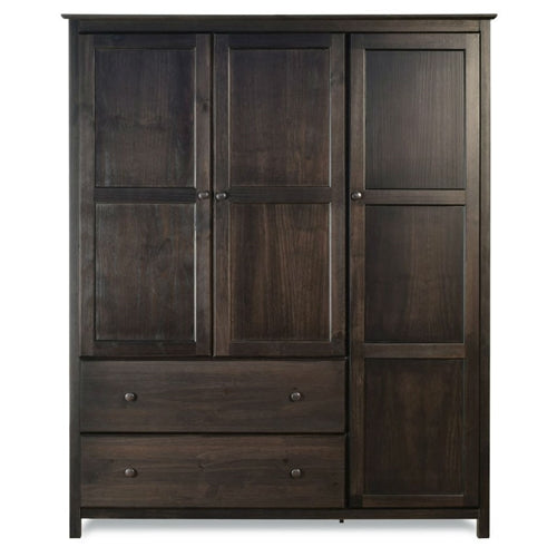 Espresso Wood Finish Bedroom Wardrobe Armoire Cabinet Closet