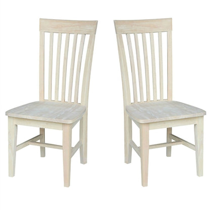 Set of 2 - Mission Style Unfinished Wood Dining Chair with High Back