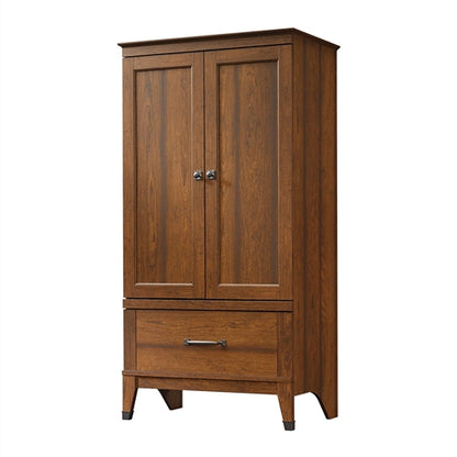 Wardrobe Cabinet Storage Armoire in Medium Brown Cherry Wood Finish