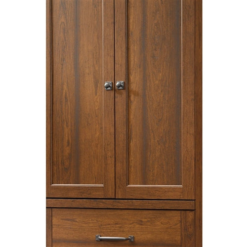 Wardrobe Cabinet Storage Armoire in Medium Brown Cherry Wood Finish