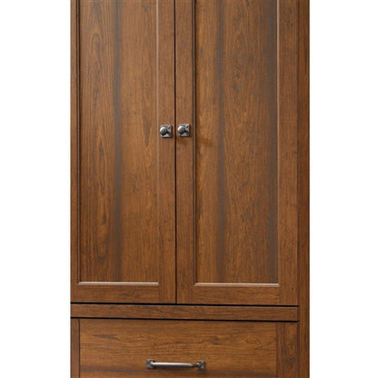 Wardrobe Cabinet Storage Armoire in Medium Brown Cherry Wood Finish