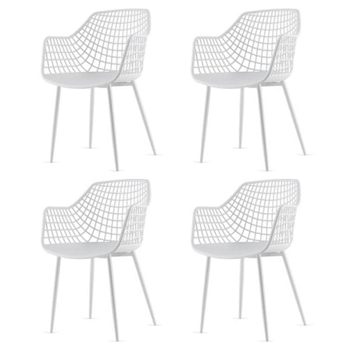 Set of 4 Modern Mid-Century White Mesh Dining Chair with Ergonomic Backrest