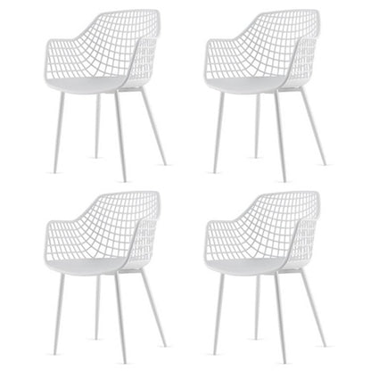 Set of 4 Modern Mid-Century White Mesh Dining Chair with Ergonomic Backrest