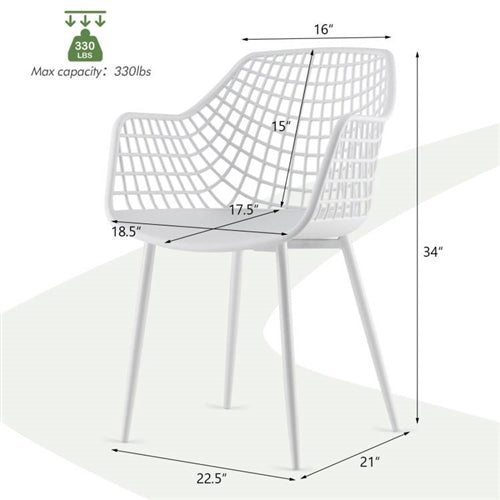 Set of 4 Modern Mid-Century White Mesh Dining Chair with Ergonomic Backrest