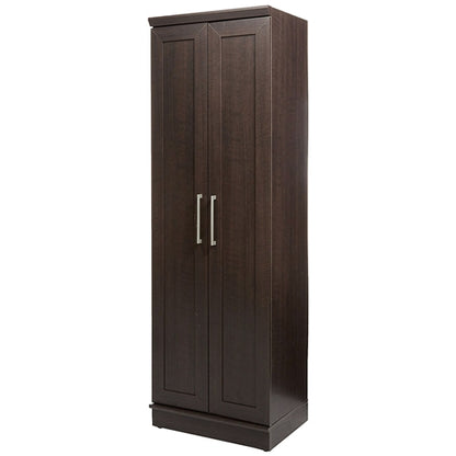 Wardrobe Cabinet Storage Closet Organizer in Dark Brown Oak Finish