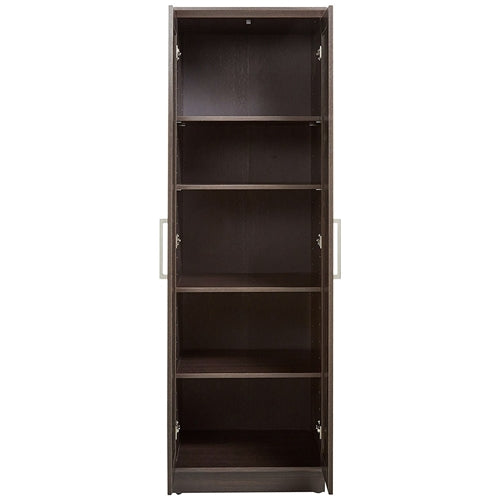 Wardrobe Cabinet Storage Closet Organizer in Dark Brown Oak Finish