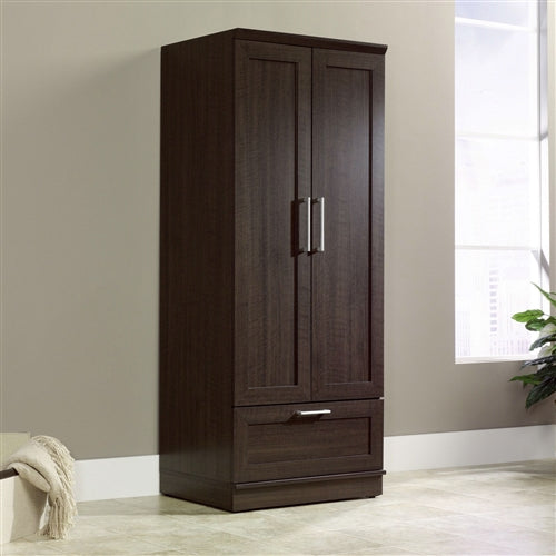 Bedroom Wardrobe Armoire Cabinet in Dark Brown Oak Wood Finish