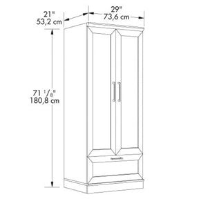 Dark Brown Wood Wardrobe Cabinet Armoire with Garment Rod