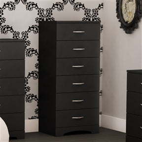 Black 6-Drawer Lingerie Chest for Contemporary Bedroom