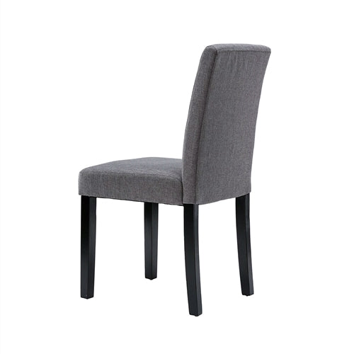 Set of 2 - Grey Fabric Dining Chairs with Black Wood Legs