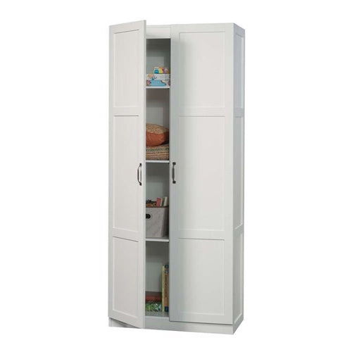 White Wardrobe Storage Cabinet with 4 Shelves and Panel Doors