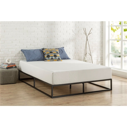 10-inch Low Profile Modern Metal Platform Bed Frame with Wooden Slats