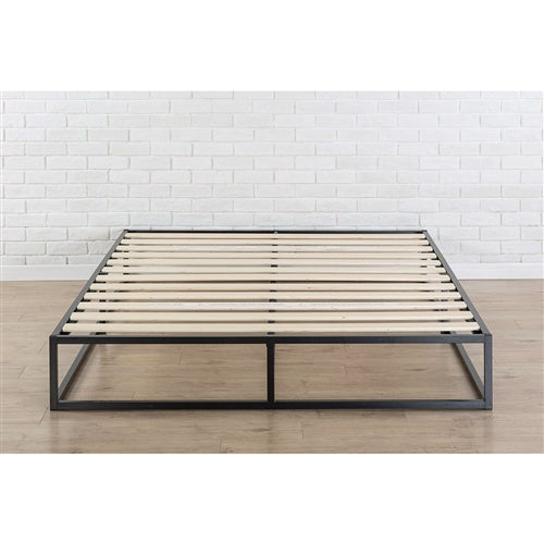 10-inch Low Profile Modern Metal Platform Bed Frame with Wooden Slats