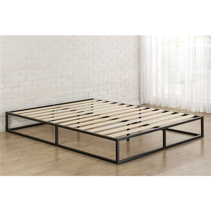 10-inch Low Profile Modern Metal Platform Bed Frame with Wooden Slats