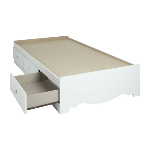 Twin White Wood Platform Day Bed with Storage Drawers