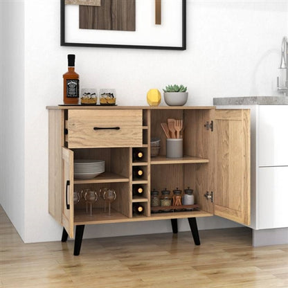 Modern Mid-Century Style Kitchen Buffet Dining Sideboard Cabinet with Wine Rack