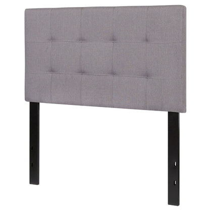 Modern Light Grey Fabric Upholstered Panel Headboard