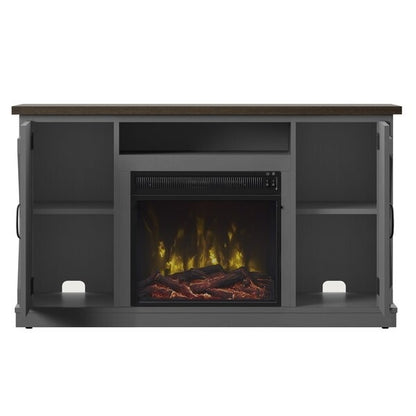 FarmHouse Rustic Grey/Espresso TV Entertainment Electric Fireplace