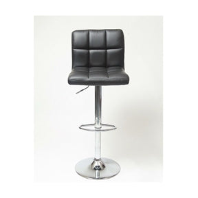 Set of 2 - Adjustable Height Bar Stool with Black Faux Leather Cushion Seat