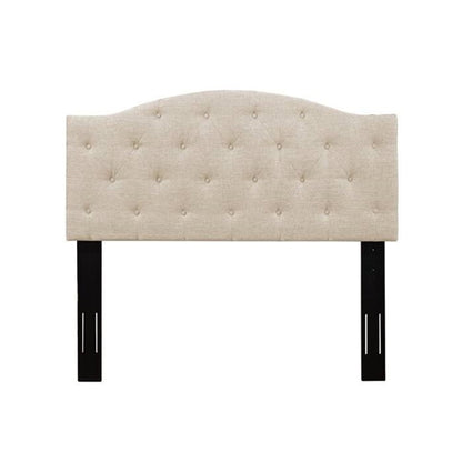 Twin Size Beige Fabric Upholstered Button-Tufted Adjustable Height Headboard