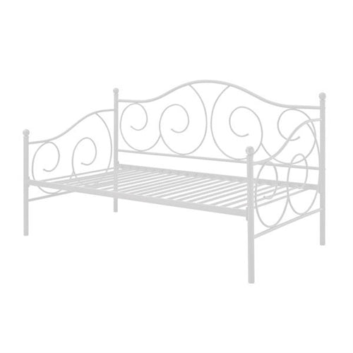 Twin White Metal Daybed with Scrolling Final Detailing