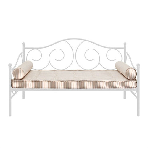 Twin White Metal Daybed with Scrolling Final Detailing