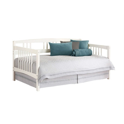 Twin size Traditional Pine Wood Day Bed Frame in White Finish