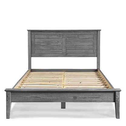 Twin Size Coastal Dorm Farmhouse Solid Pine Wood Platform Bed in Rustic Grey