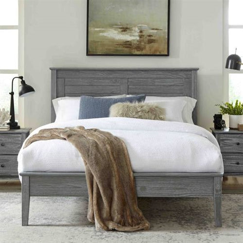 Twin Size Coastal Dorm Farmhouse Solid Pine Wood Platform Bed in Rustic Grey