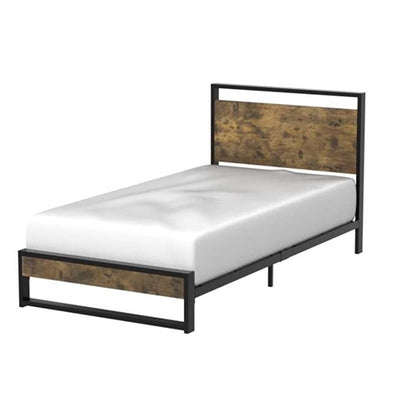 Modern Farmhouse Platform Bed Frame with Wood Panel Headboard Footboard