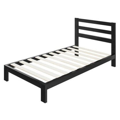 Heavy Duty Metal Platform Bed Frame with Headboard and Wood Slats